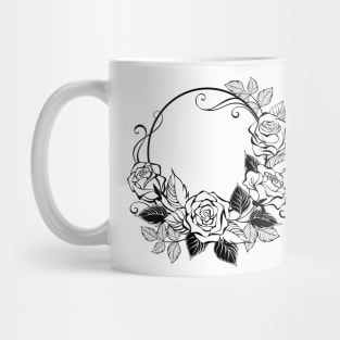 Monogram with Outline Roses Mug